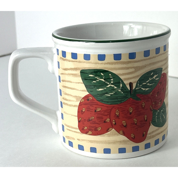 Tienshan Coffee Tea Cocoa Mug Cup Strawberry Design Stoneware - Picture 1 of 6